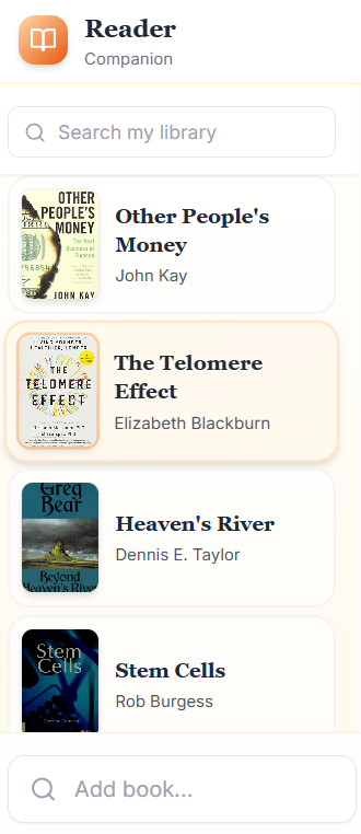 Book library view showing multiple books with covers