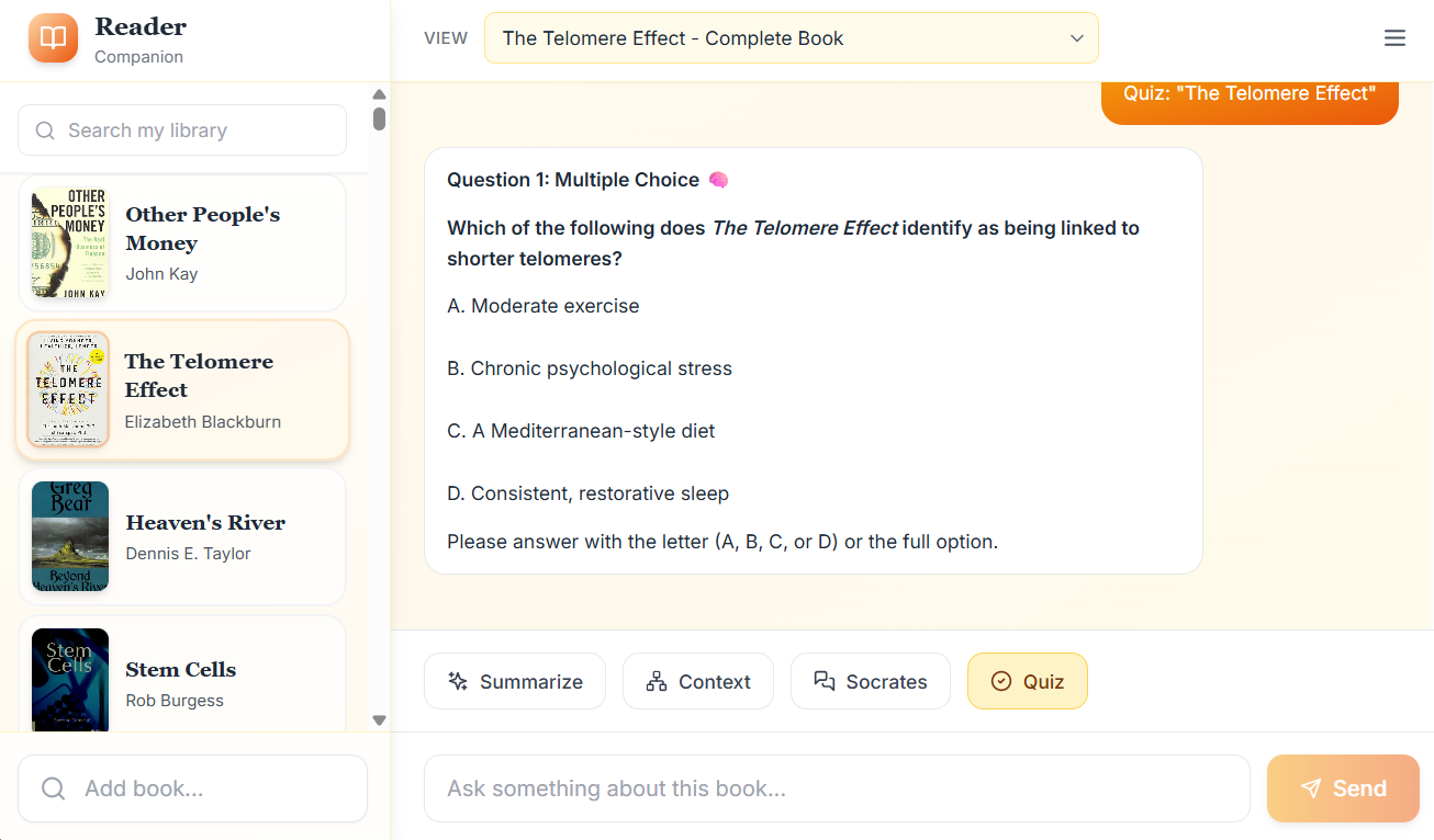 Interactive quiz mode with multiple choice questions